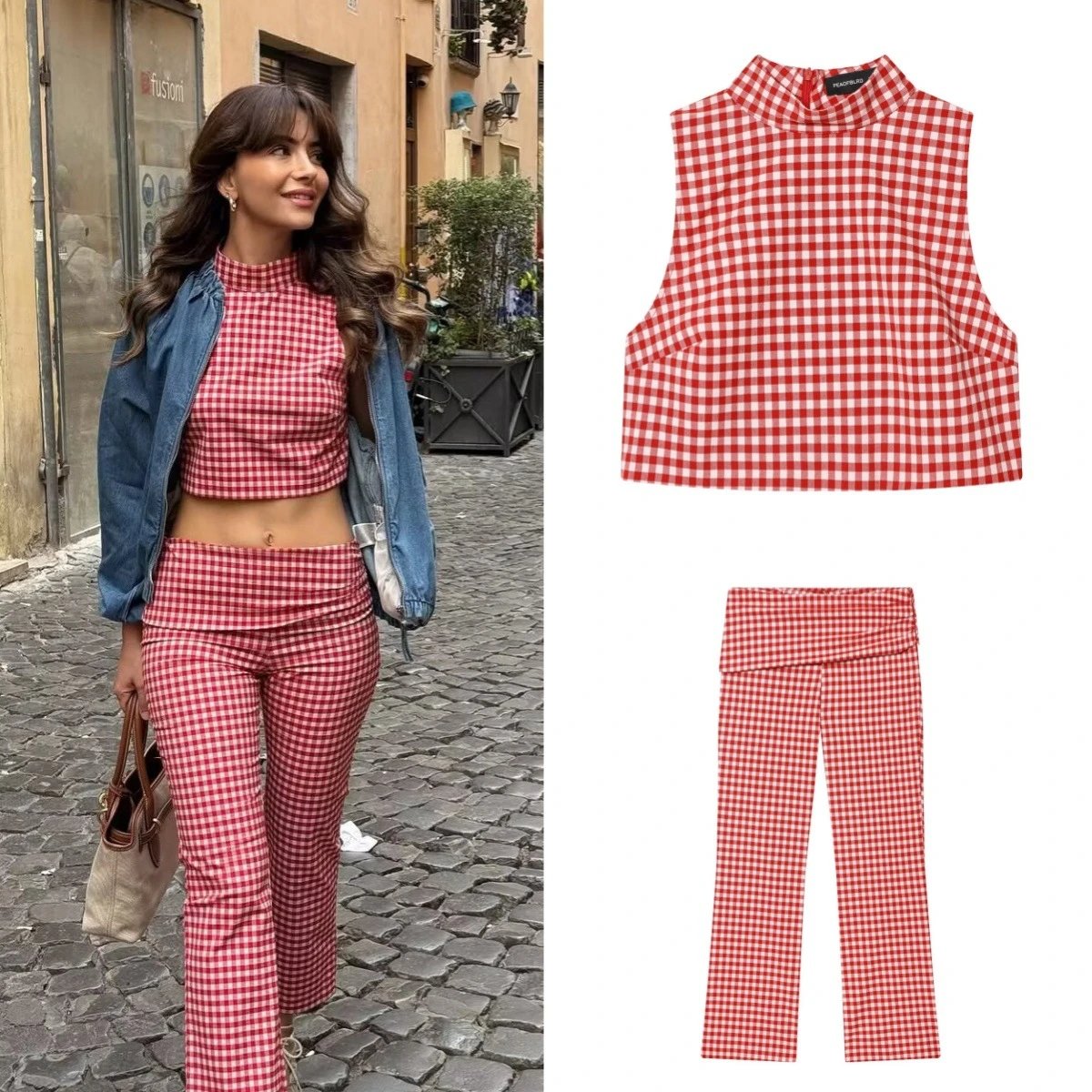 Red Check Suit Pants