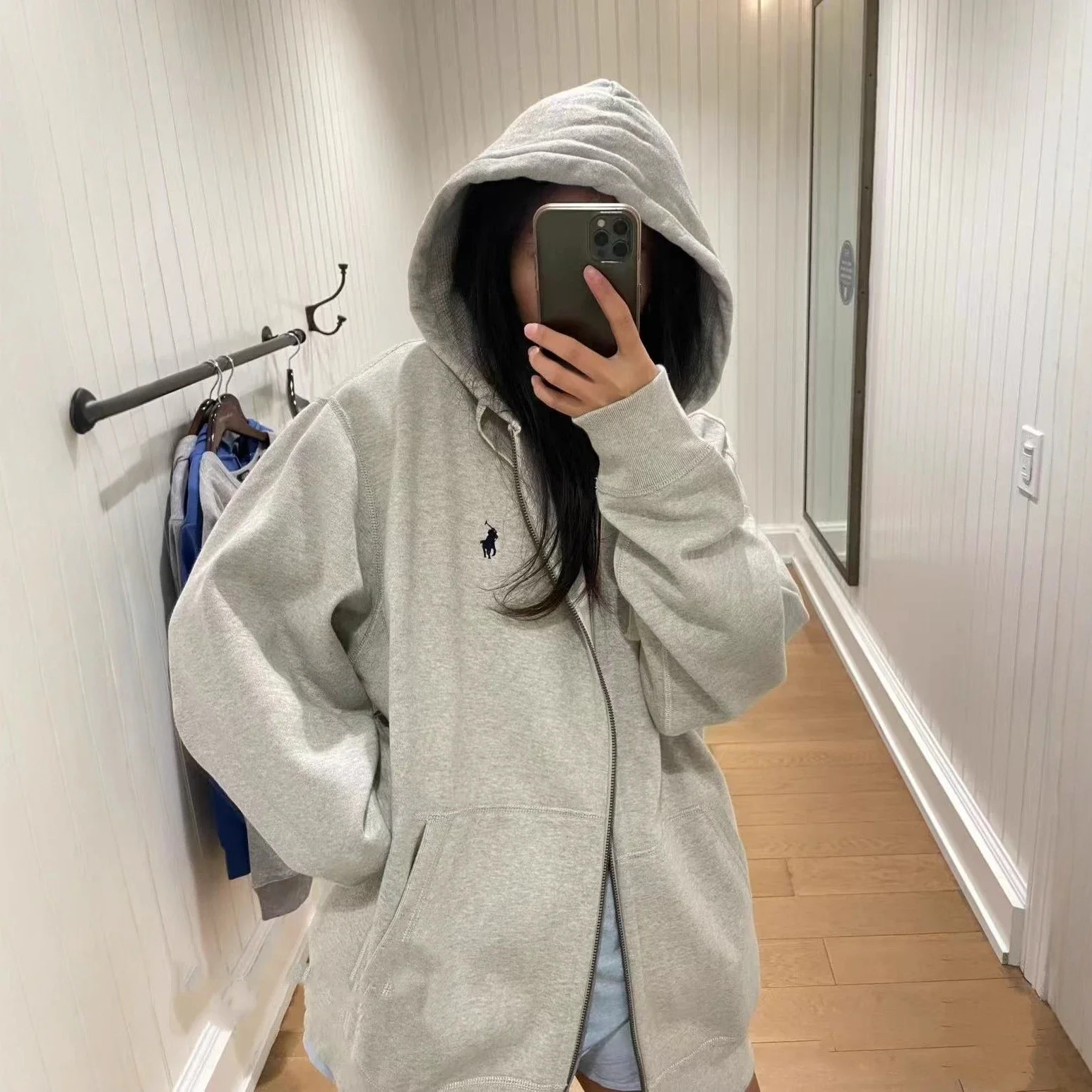 1to1reps Hoodies/Sweaters fashion reps product 现货RL小马标情侣款连帽开衫纯色卫衣刺绣