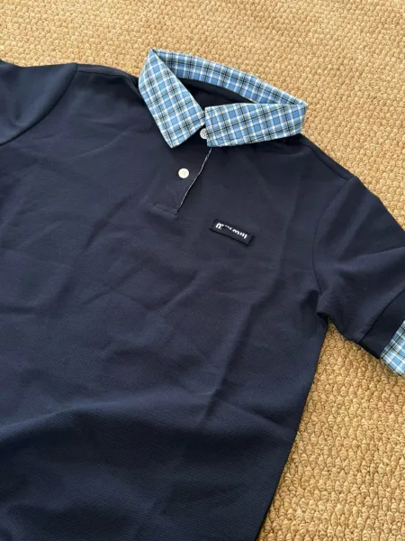 Fred Perry Polo Dress Navy with Gingham Collar and Cuffs - 9