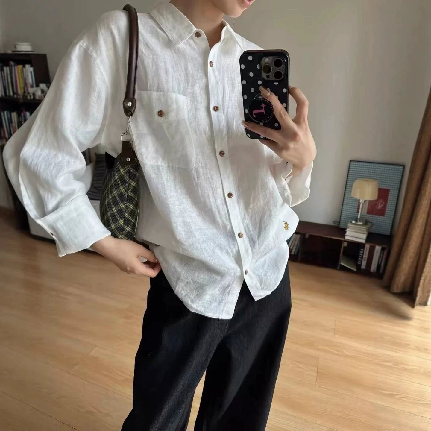 RL Cotton Linen Athletic Long Sleeve Shirt