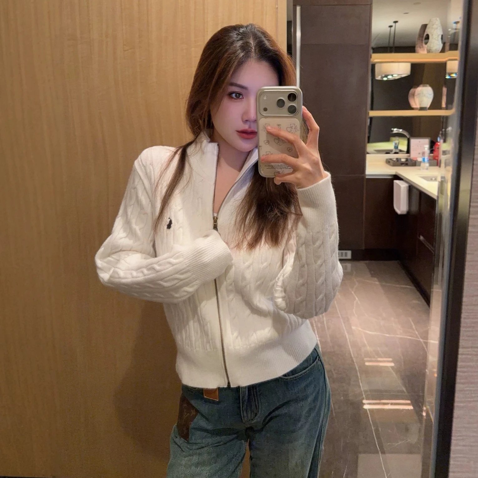 High Quality RL Full Zip Knit Sweater Athletic