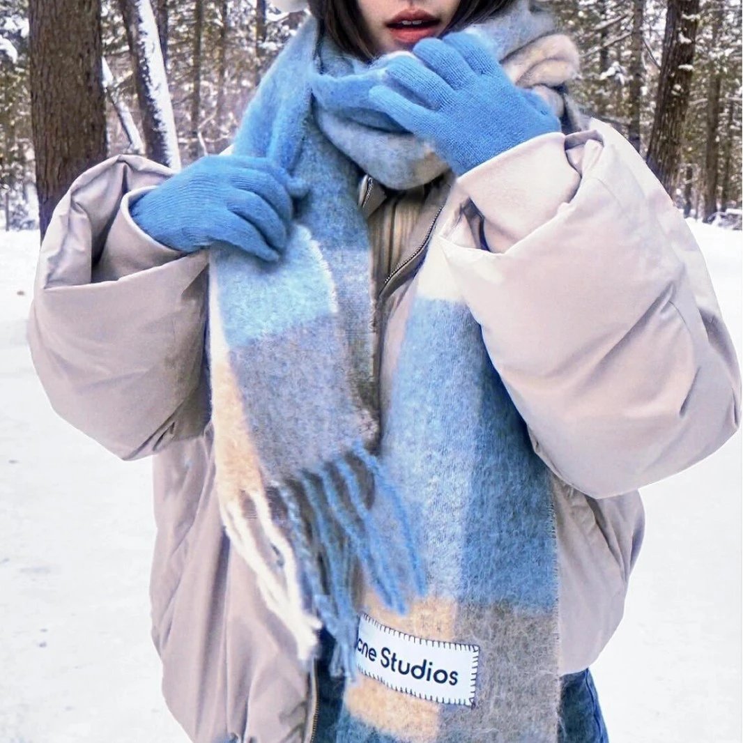 Acne Studios Blue Plaid Scarf