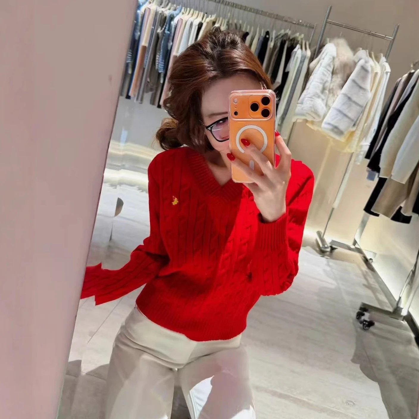 高品质RL战马麻花V领绞花针织衫毛衣休闲新年战袍慵懒风毛衣