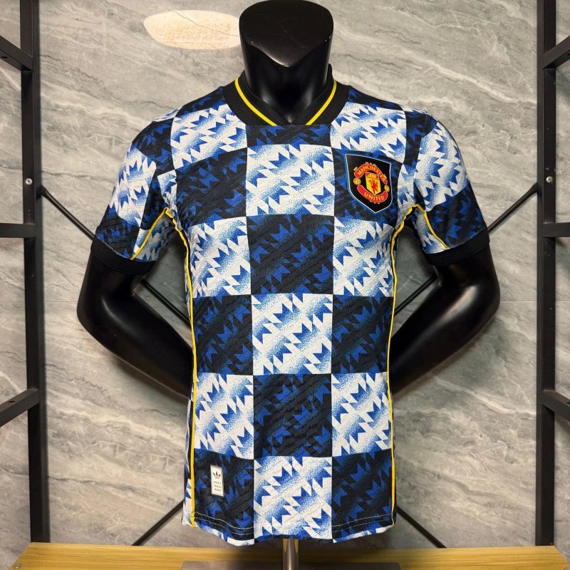 25-26 Manchester United Retro Style Blue White Check