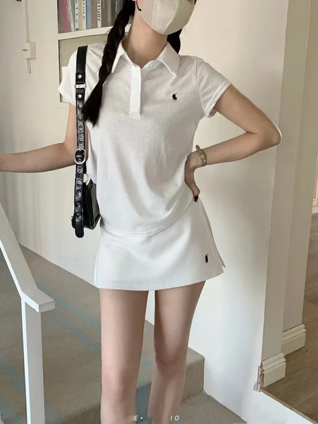 Polo Ralph Lauren Matching Sets Short-Sleeve Shirt and Mini Skirt Set with Embroidered Pony product detail image 3