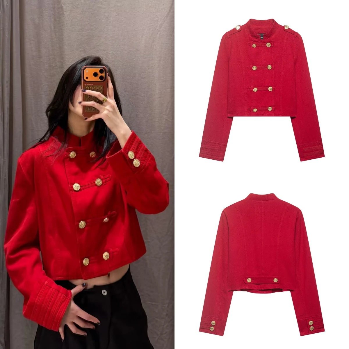 Women Vintage Style Double Breasted Jacket