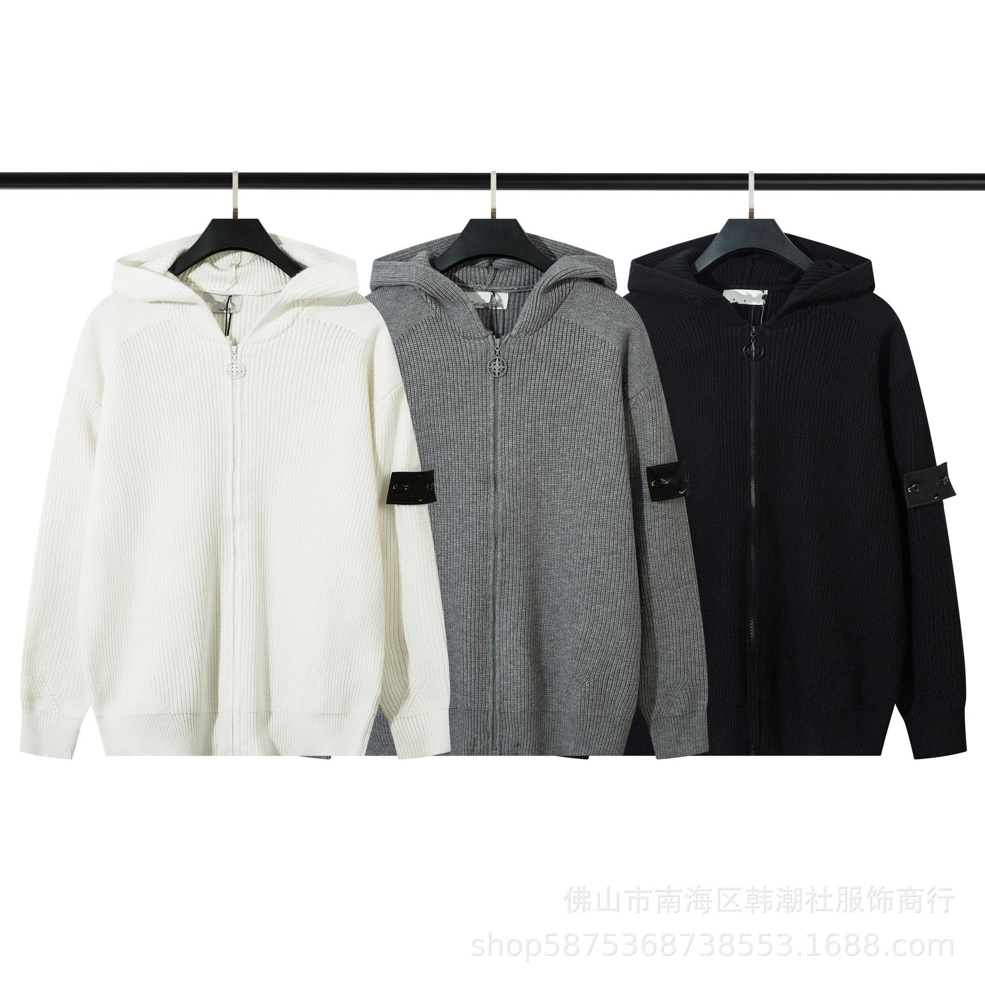 Knit Jacket Black White