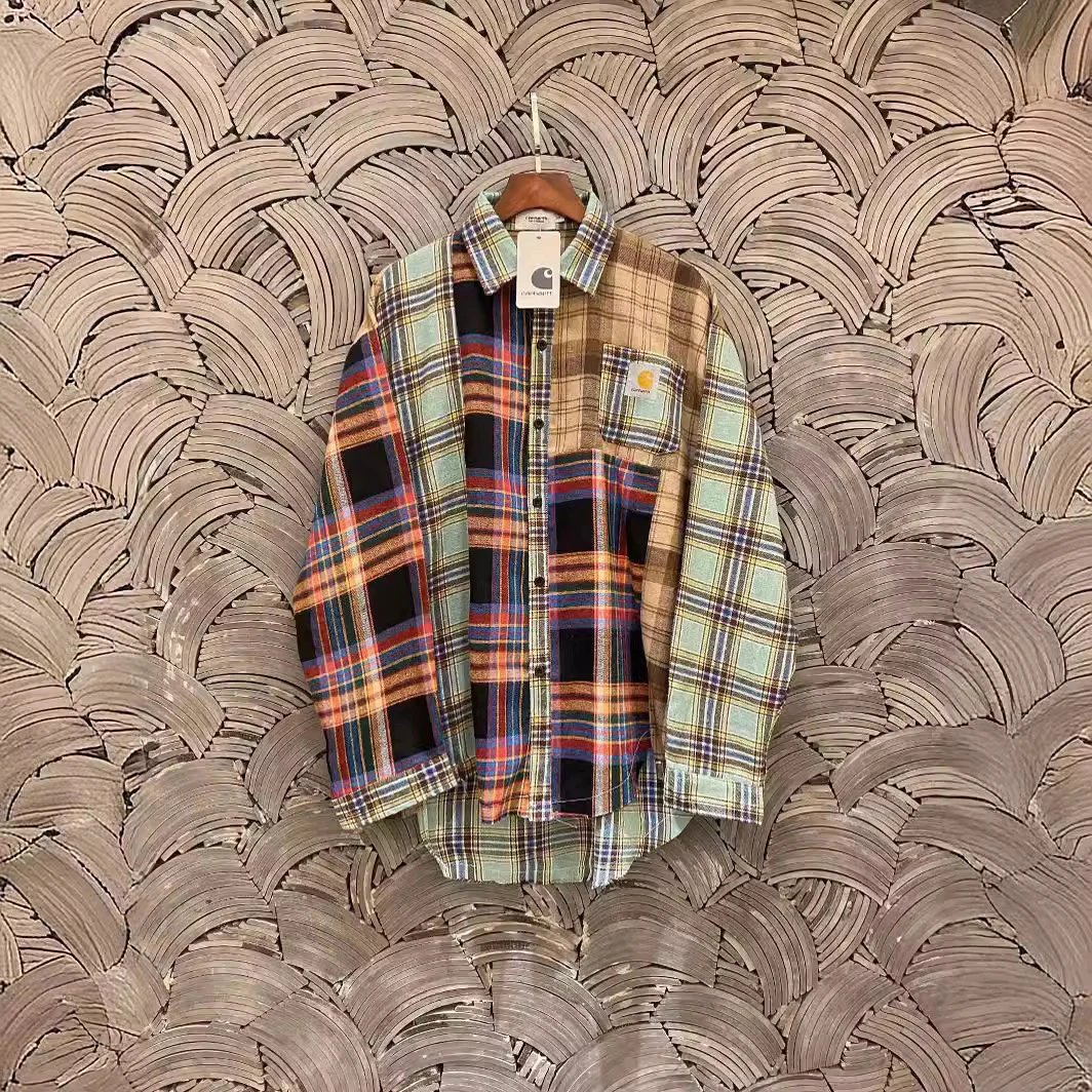 Carhartt Shirts Plaid button-up shirt with chest pocket and distressed hem image 3