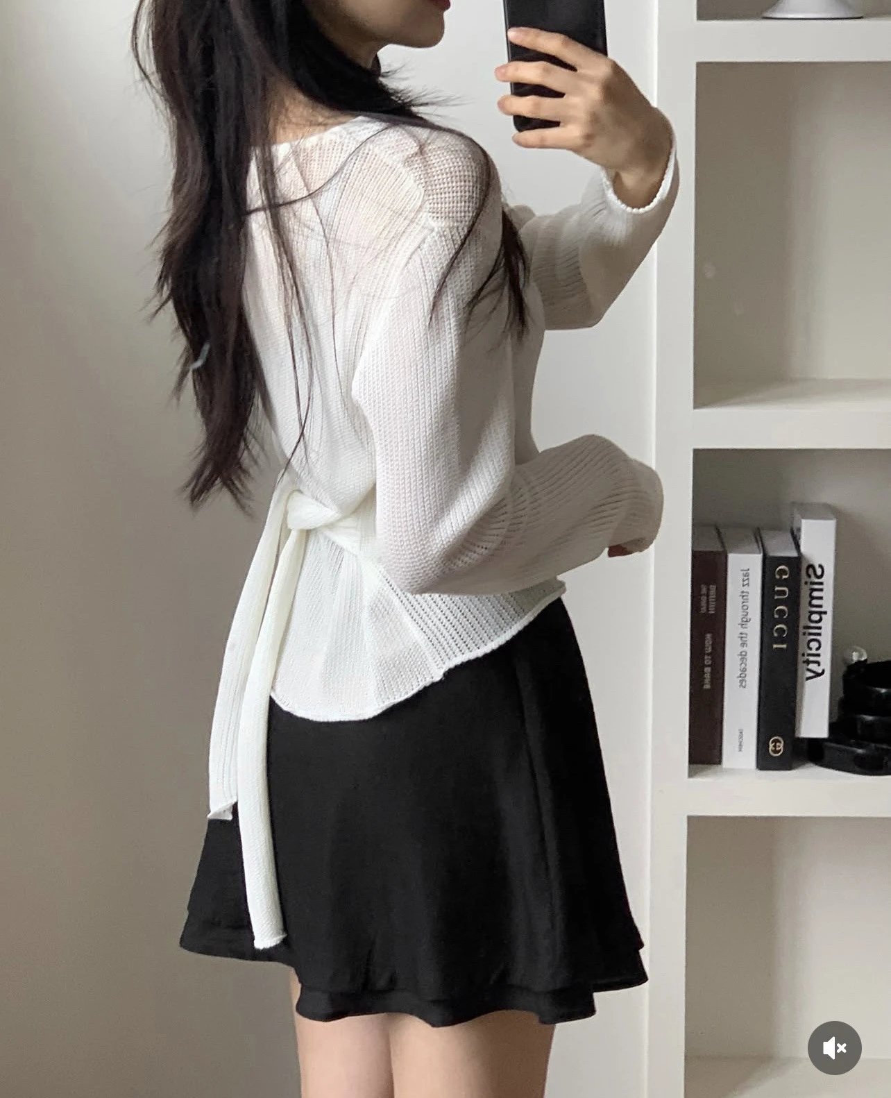 Design Knit Sweater with Waist Tie Detail Cream - 3