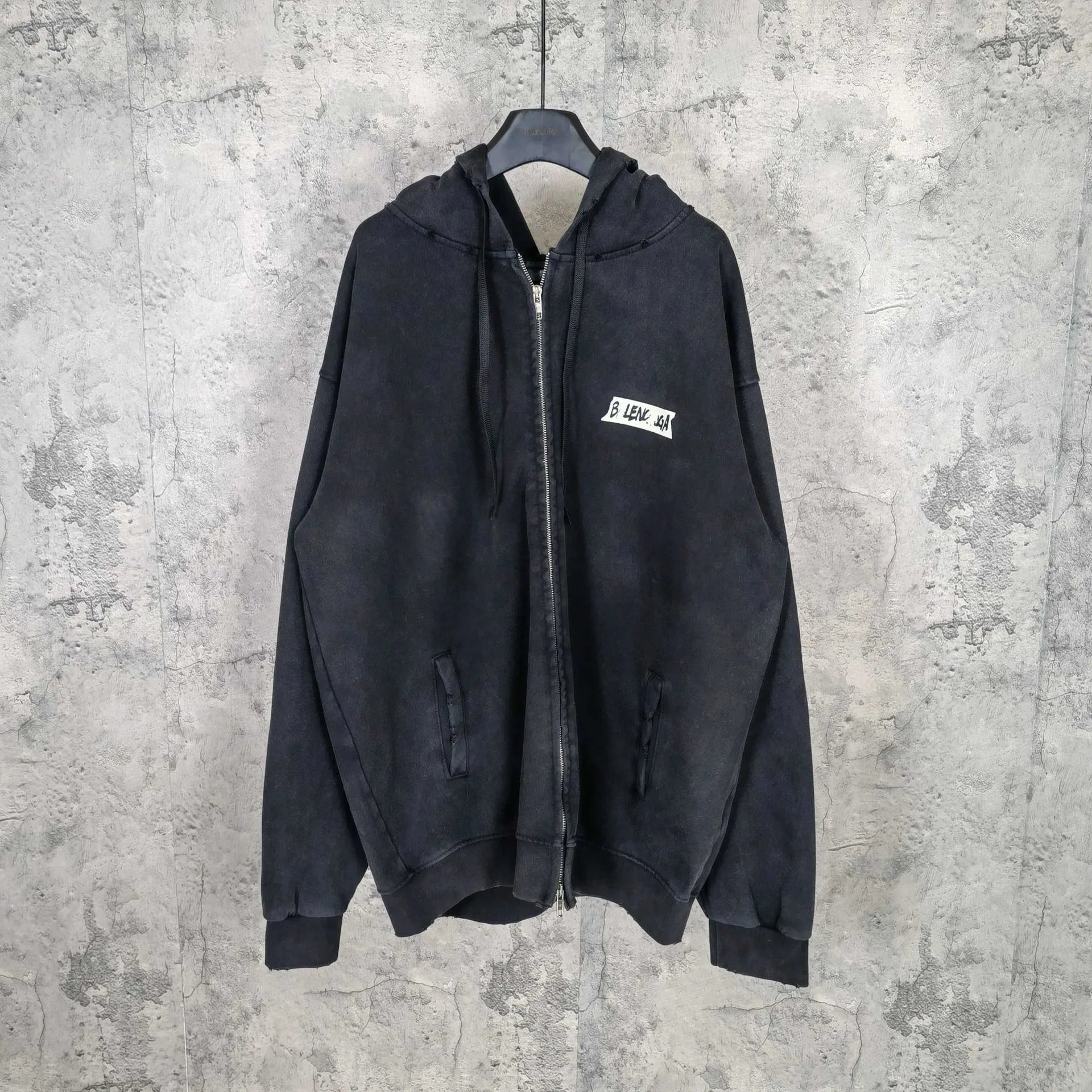 B Paris 26SS High Quality White Letter Zip Hoo