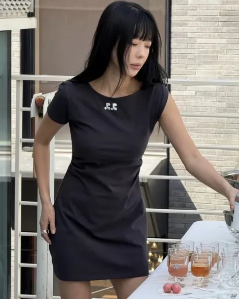 B.B. Simon Asymmetrical Wrap Dress Light Blue Dress - 3