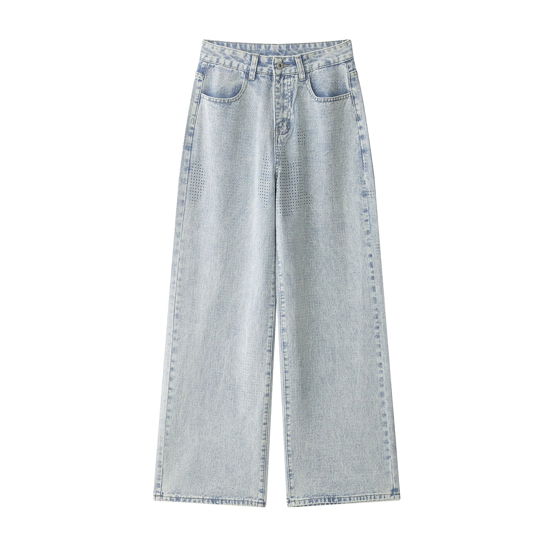 Women High Waist Denim Straight Leg Pants