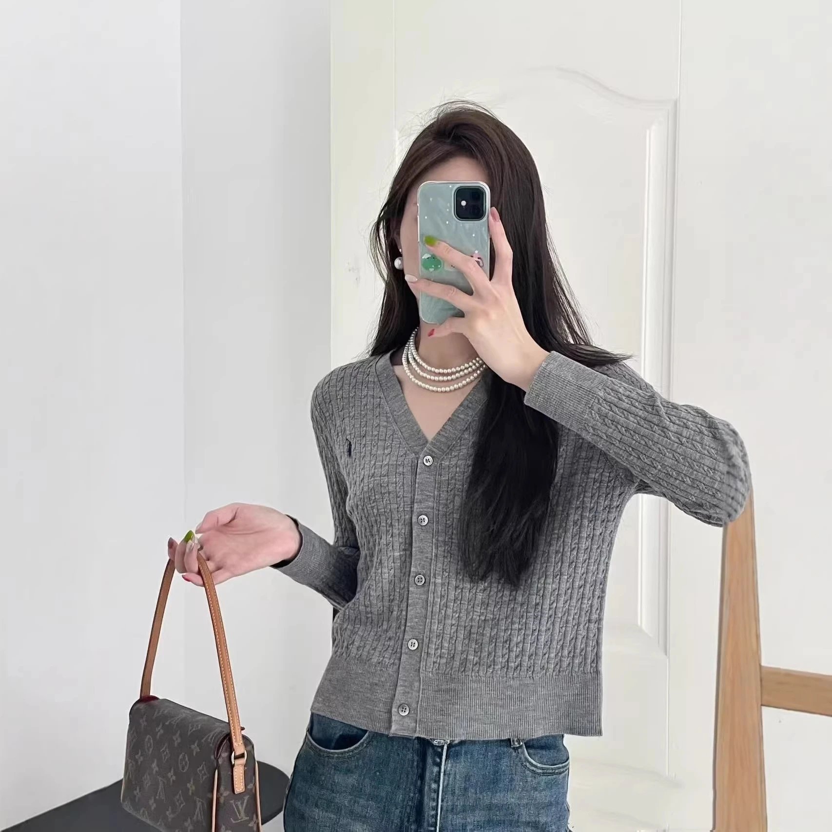 RLv Fine Cable Knit Sweater Athletic Training 