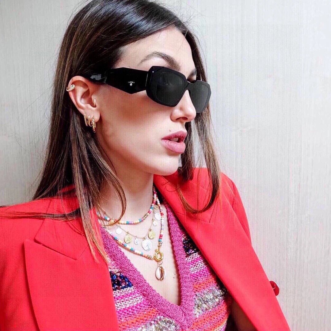 Prada Hexagonal Frame Black Acetate Sunglasses - 10
