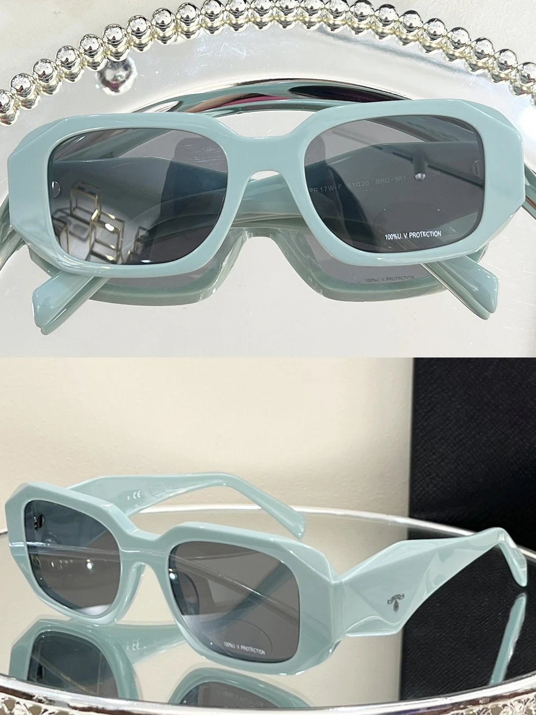 Prada Hexagonal Frame Black Acetate Sunglasses - 15