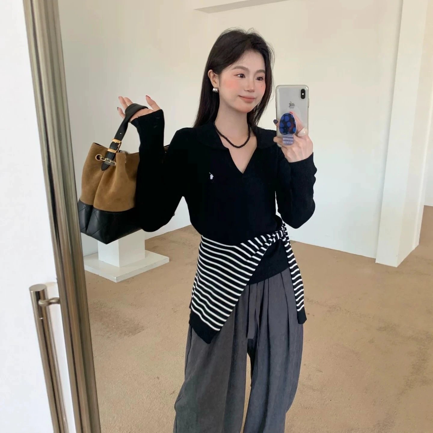 RL College Style Knit Sweater Women Autumn Top