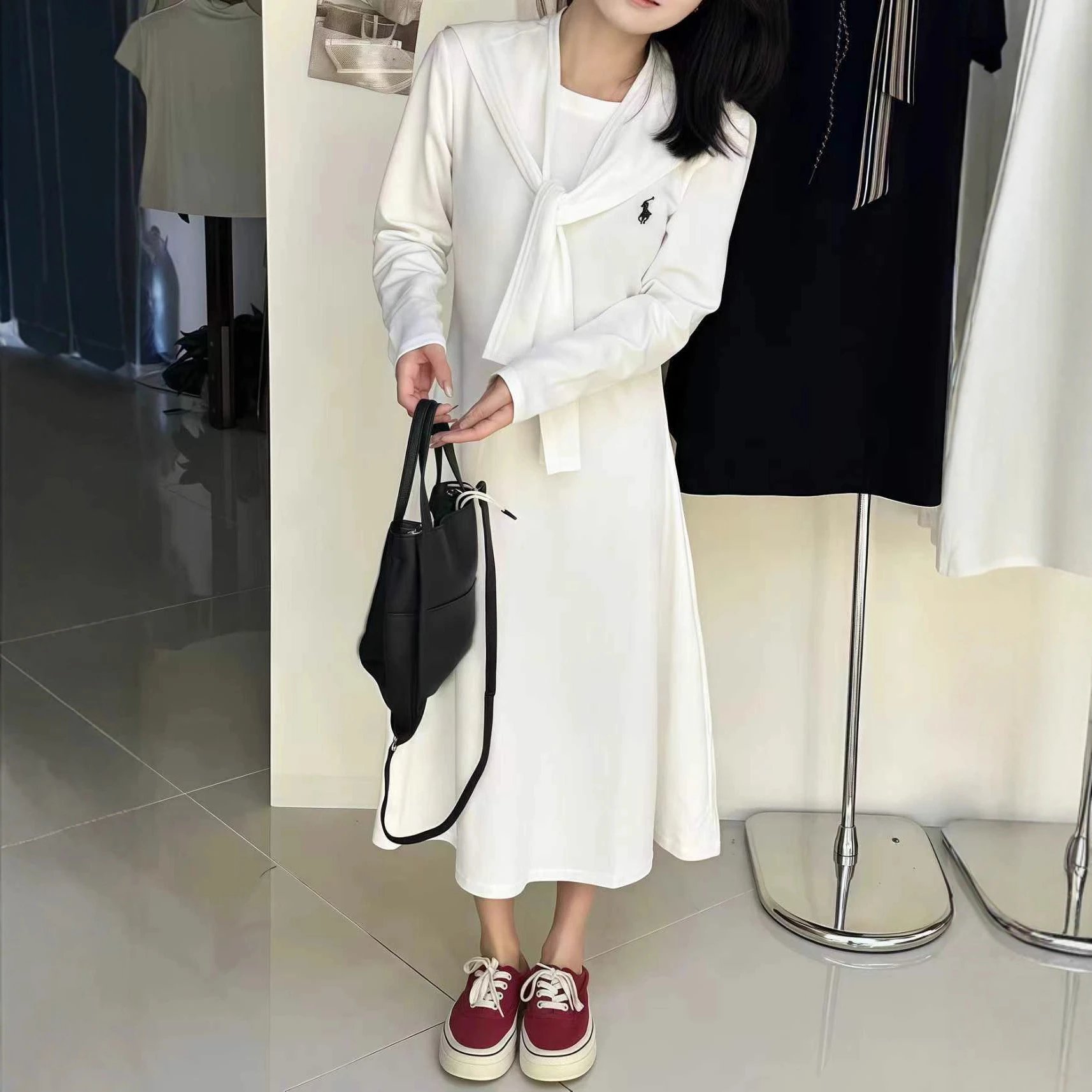 Polo Ralph Lauren Dresses Long-Sleeve Midi Dress with Waist Tie image 2