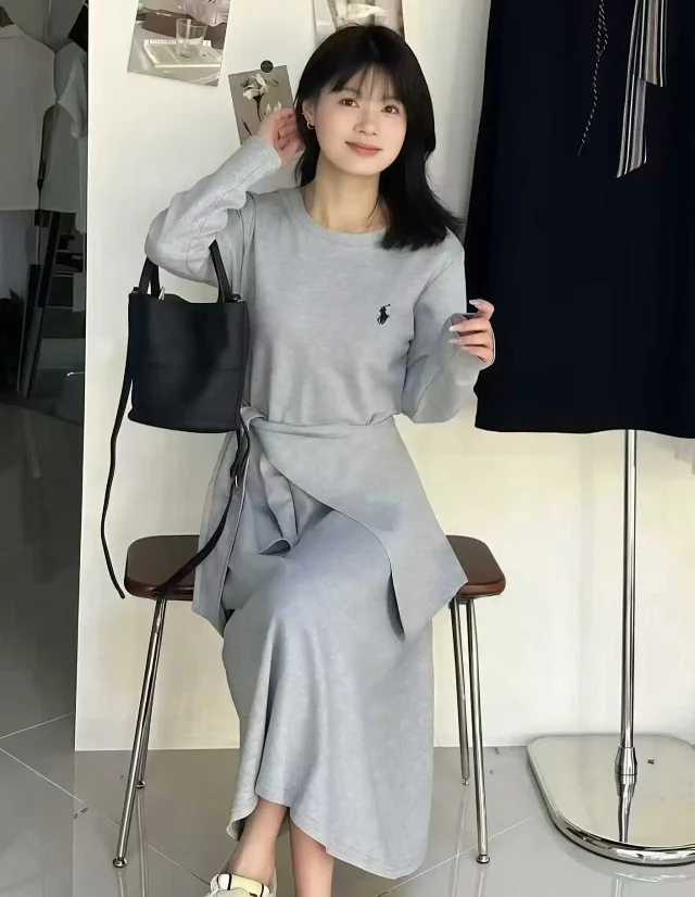 Polo Ralph Lauren Dresses Long-Sleeve Midi Dress with Waist Tie product detail image 3