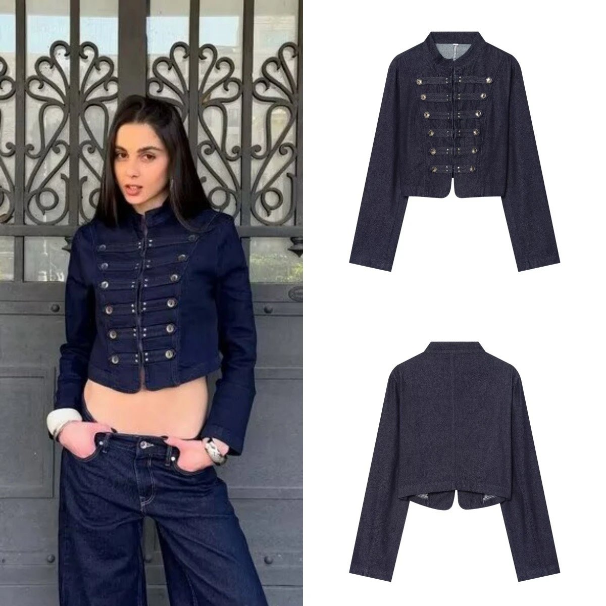 Women Vintage Style Short Denim Jacket
