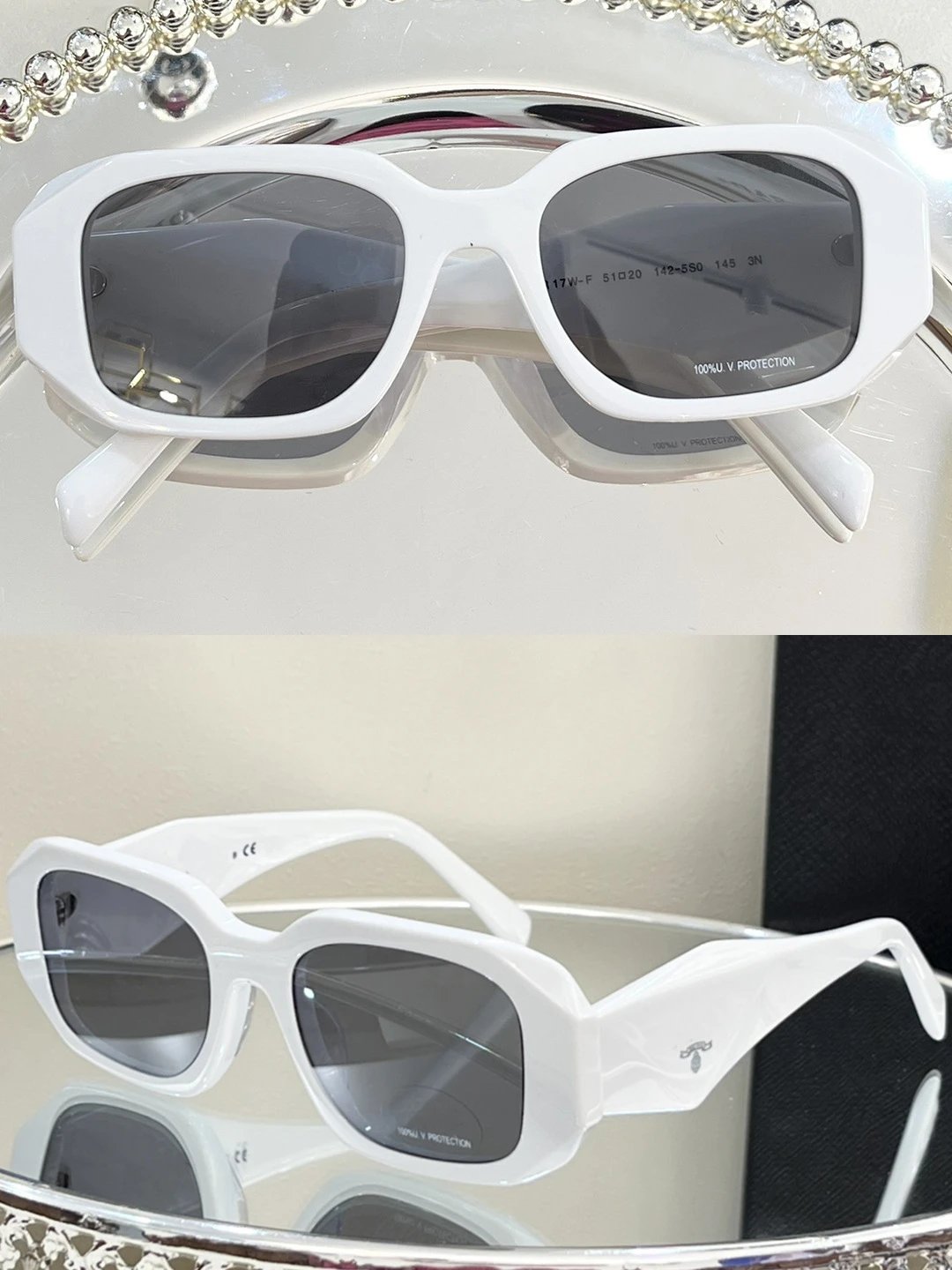 Prada Hexagonal Frame Black Acetate Sunglasses - 16