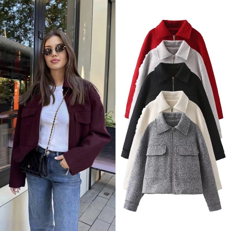 2026 Women Autumn Retro Short Wool Blazer