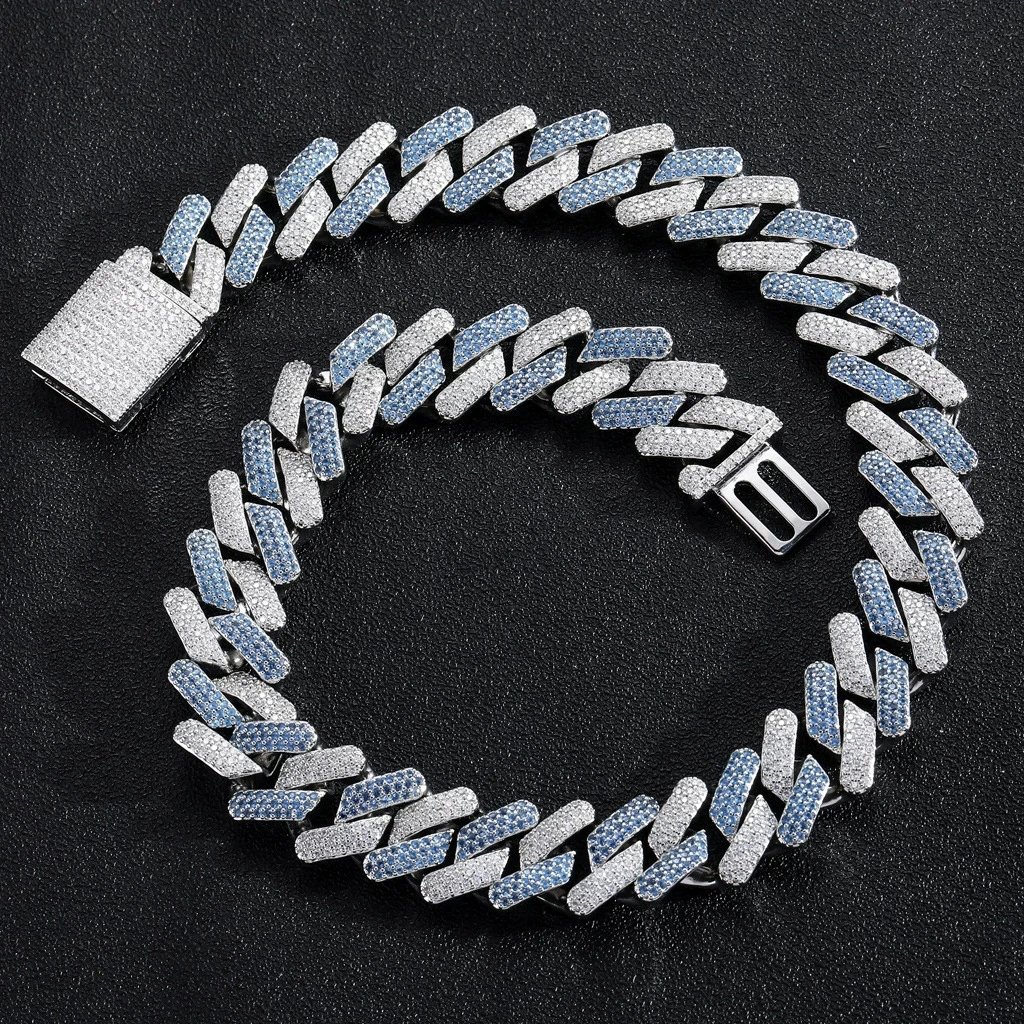 Hiphop Blue Silver Chain