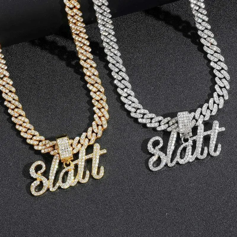 Men Athletic Chain Necklace with Rhinestones