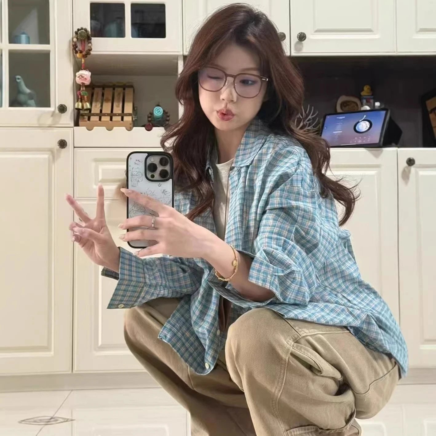 Blue Plaid Oversized Shirt