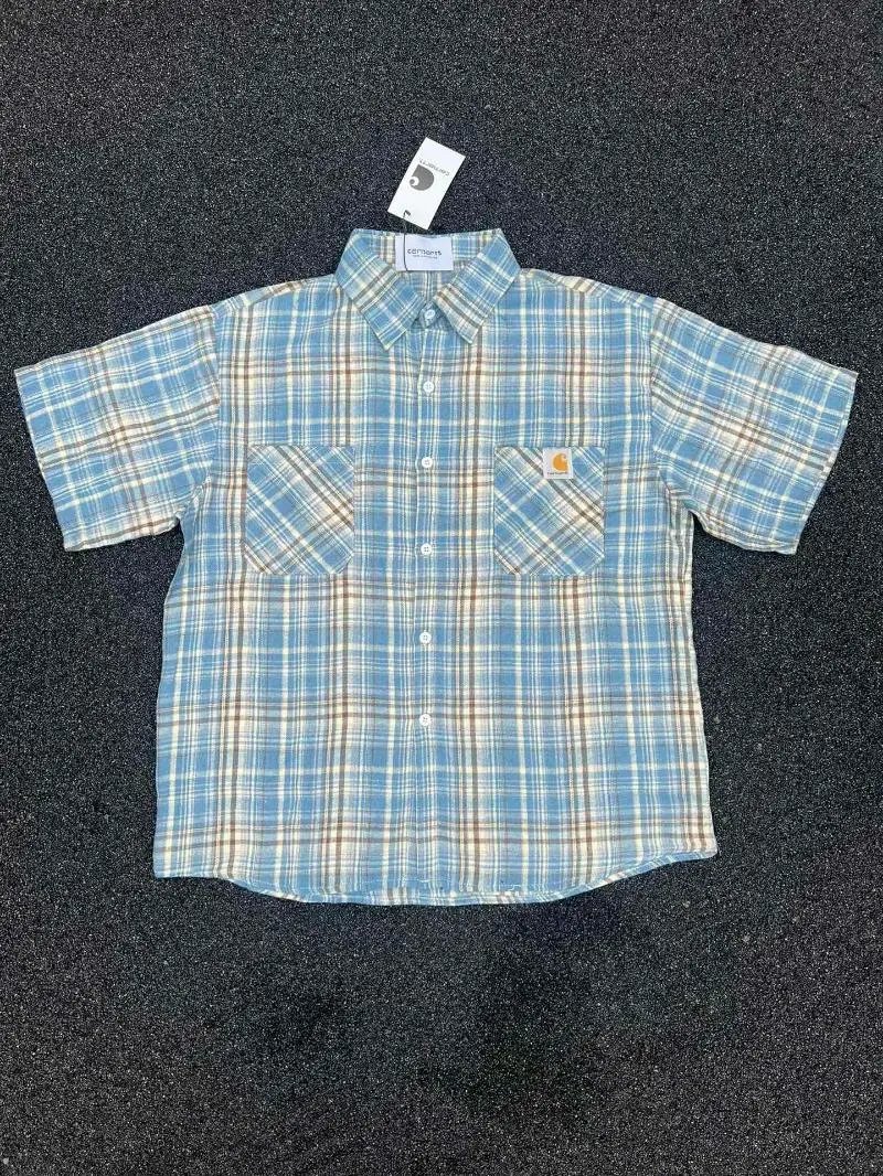 Carhartt Shirts Plaid button-up shirt with chest pocket and distressed hem — Figure 9