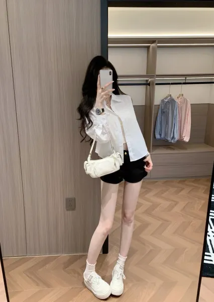 Design Embellished Sheer White Shirt Tops Shirt - 7