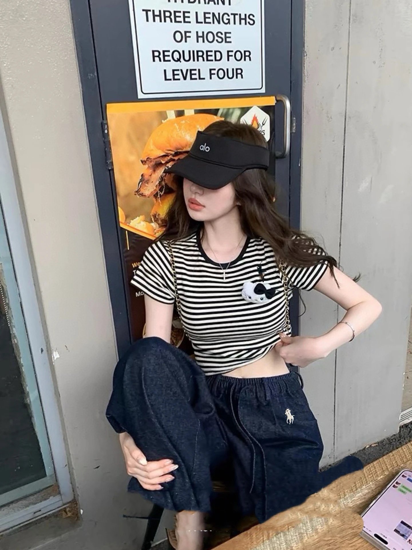 Polo Ralph Lauren Striped Cotton T-Shirt and Denim Joggers Set Casual Set - 3