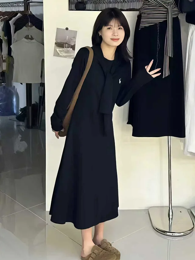 Polo Ralph Lauren Dresses Long-Sleeve Midi Dress with Waist Tie product detail image 8