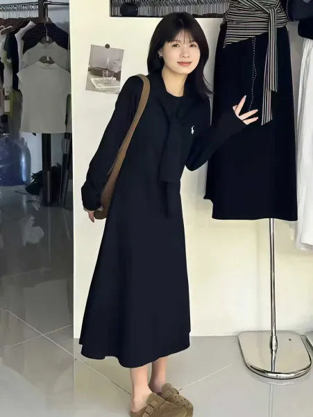 Polo Ralph Lauren Wrap Detail Long Sleeve Dress Gray - 8