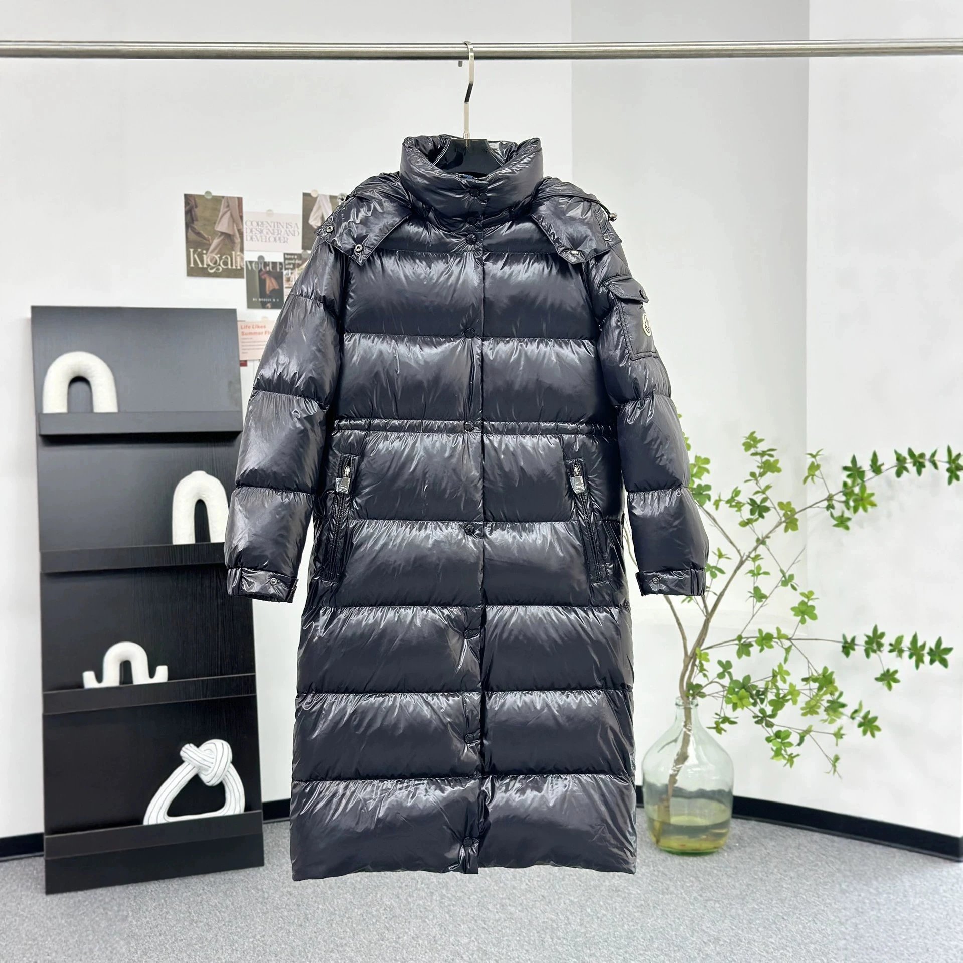 New Down Jacket Athletic Mid Length Hooded Coa