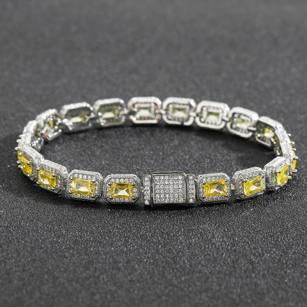 Yellow Square Crystal Ice Chain Gift Necklace