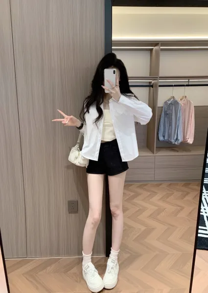 Design Embellished Sheer White Shirt Tops Shirt - 8