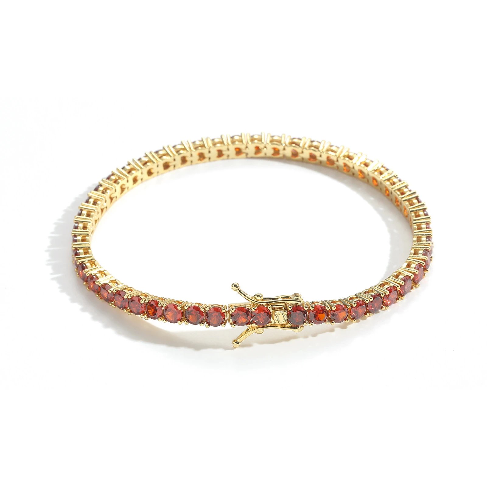 Red Zircon Tennis Chain Hip Hop Necklace