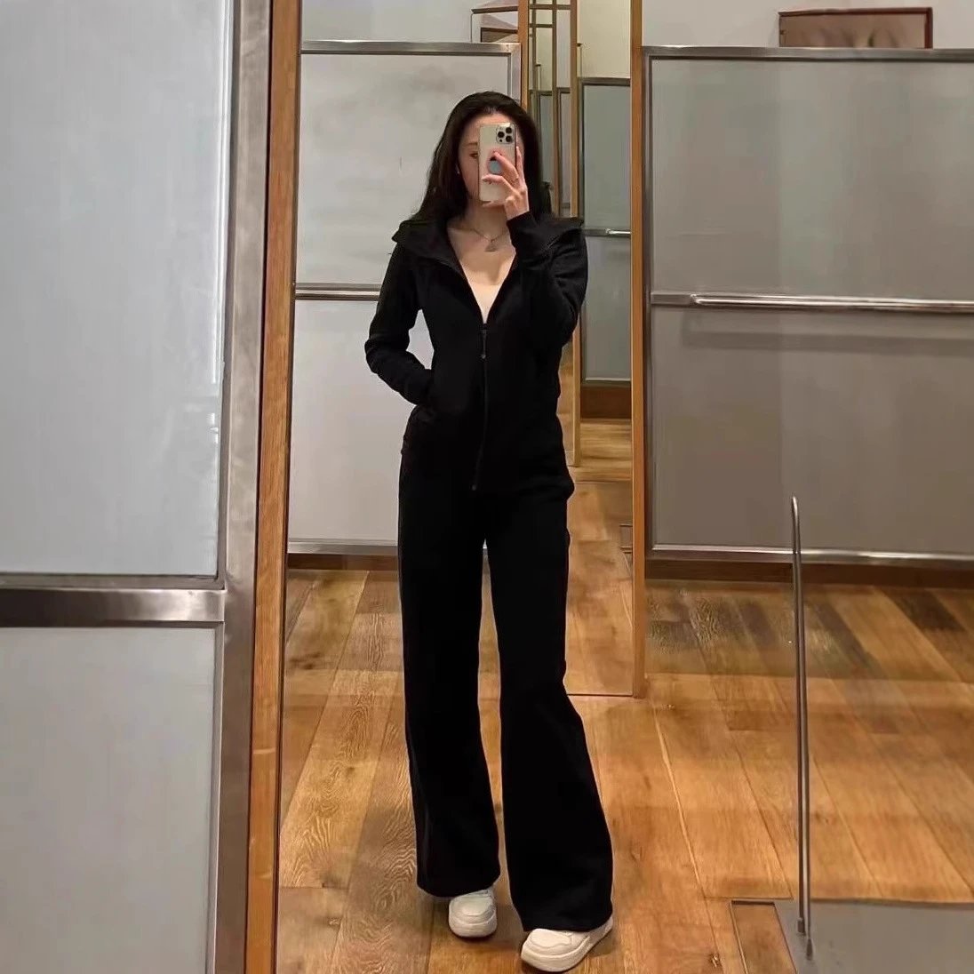 Nike Black Zip-Up Hoodie and W