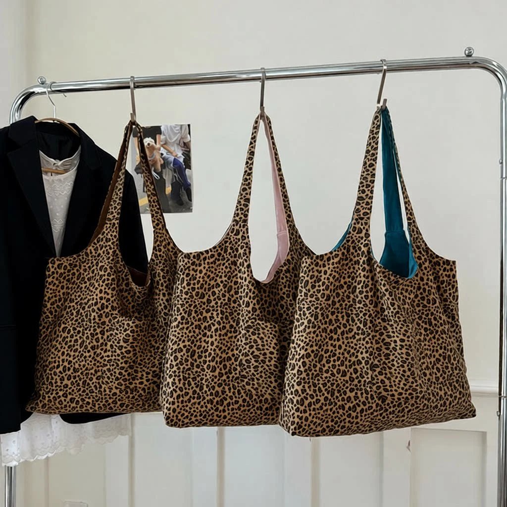 Athletic Nylon Crossbody Bag Trendy Leopard Wo