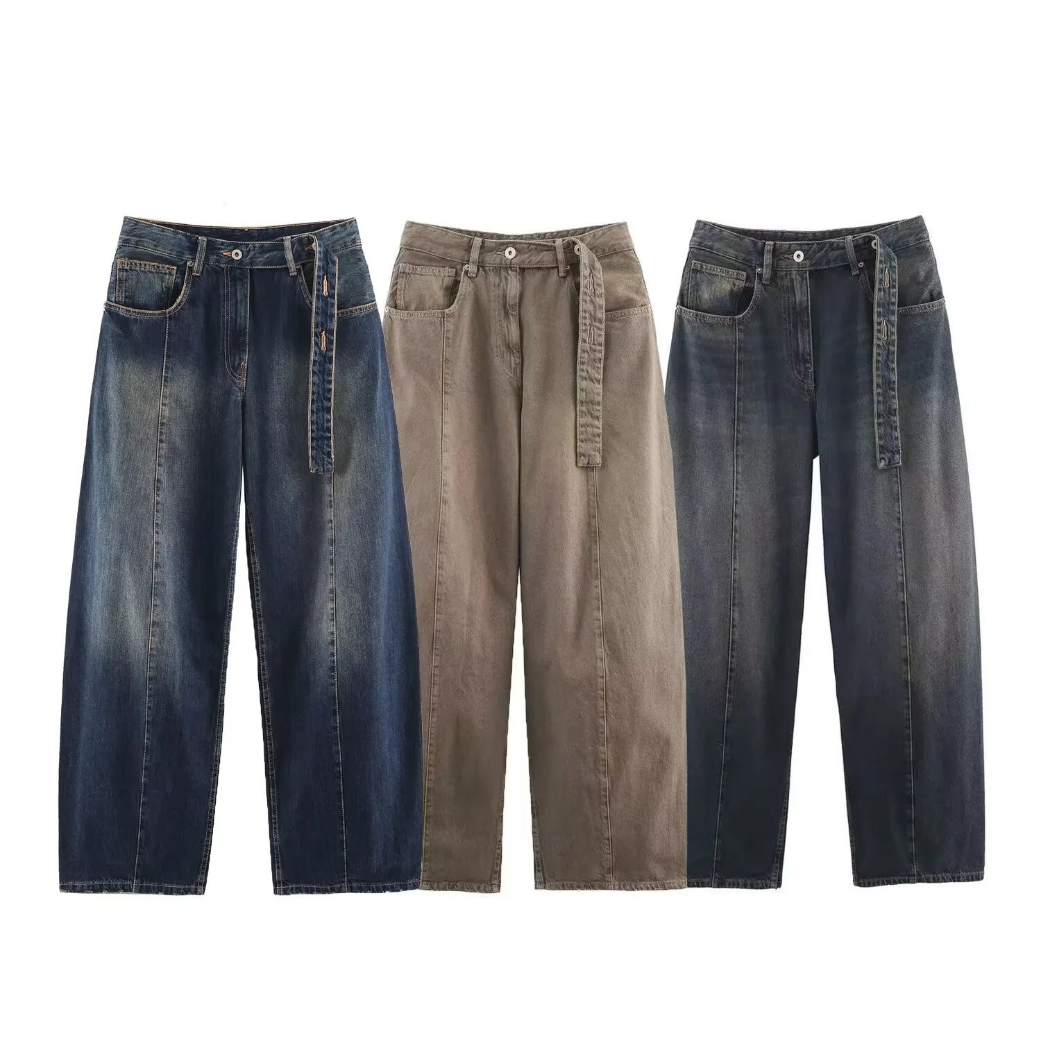 Women Athletic High Waist Straight Leg Jeans