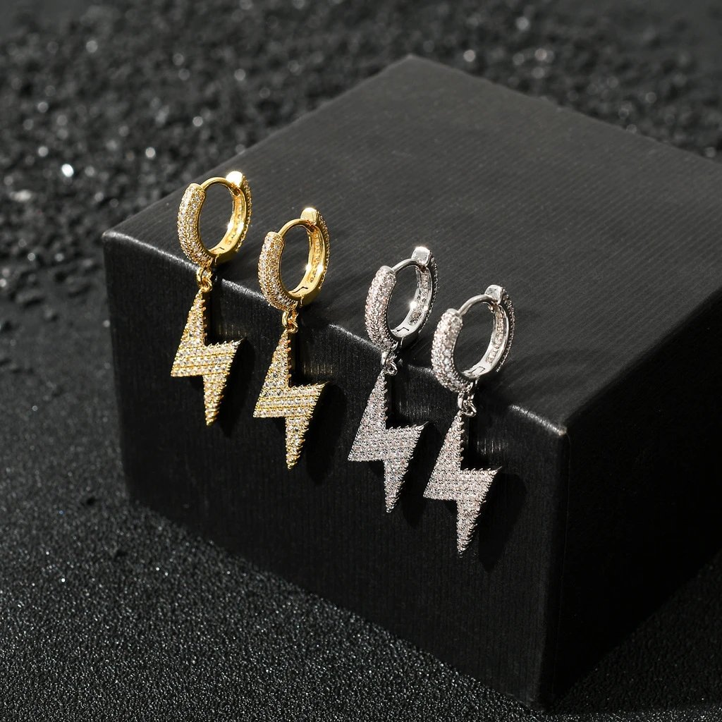Copper Zirconium Street Hip Hop Earrings