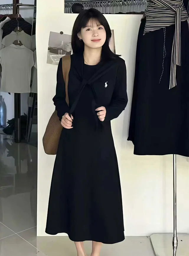 Polo Ralph Lauren Dresses Long-Sleeve Midi Dress with Waist Tie product detail image 7