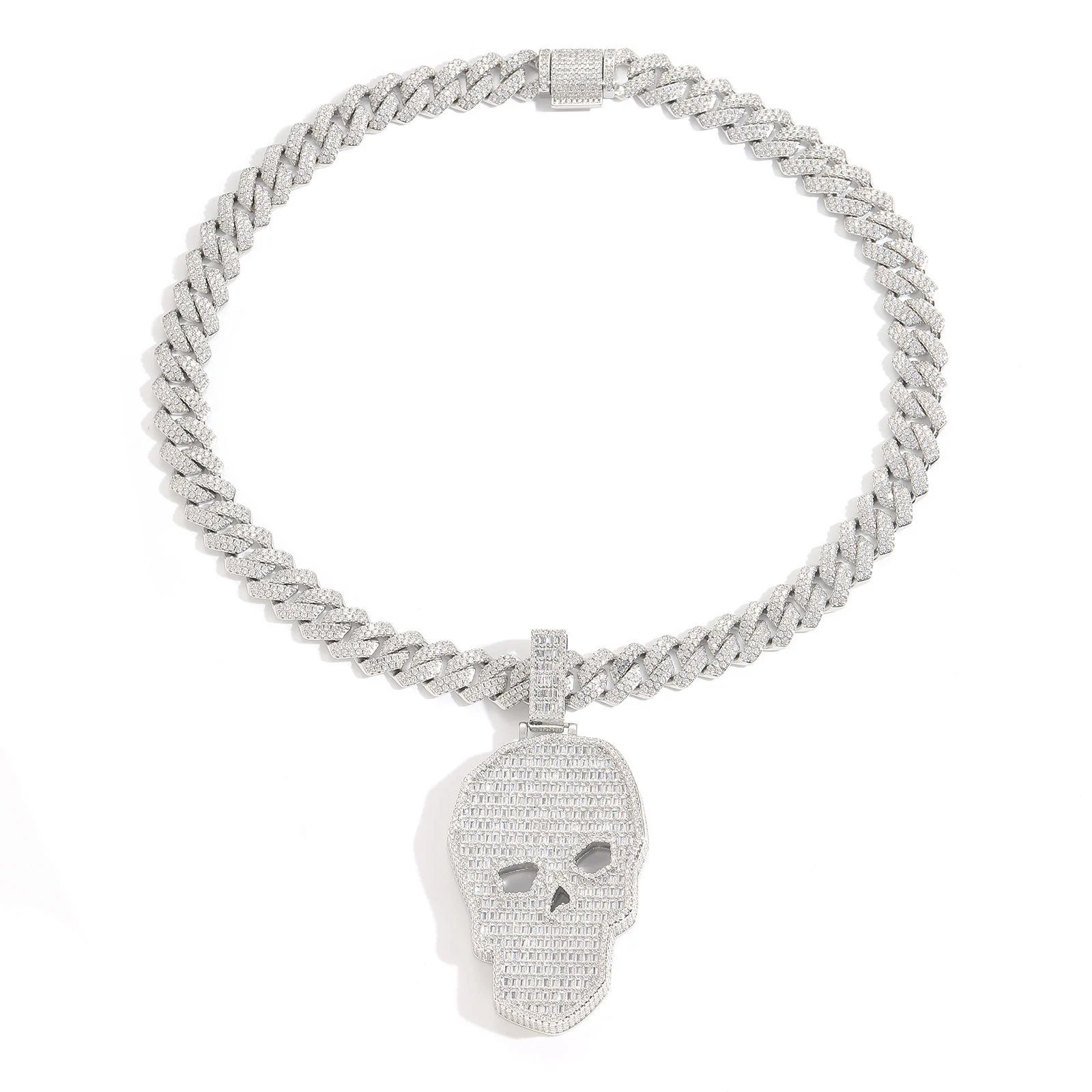 Zircon T-Shape Skull Pendant Men's Street Styl