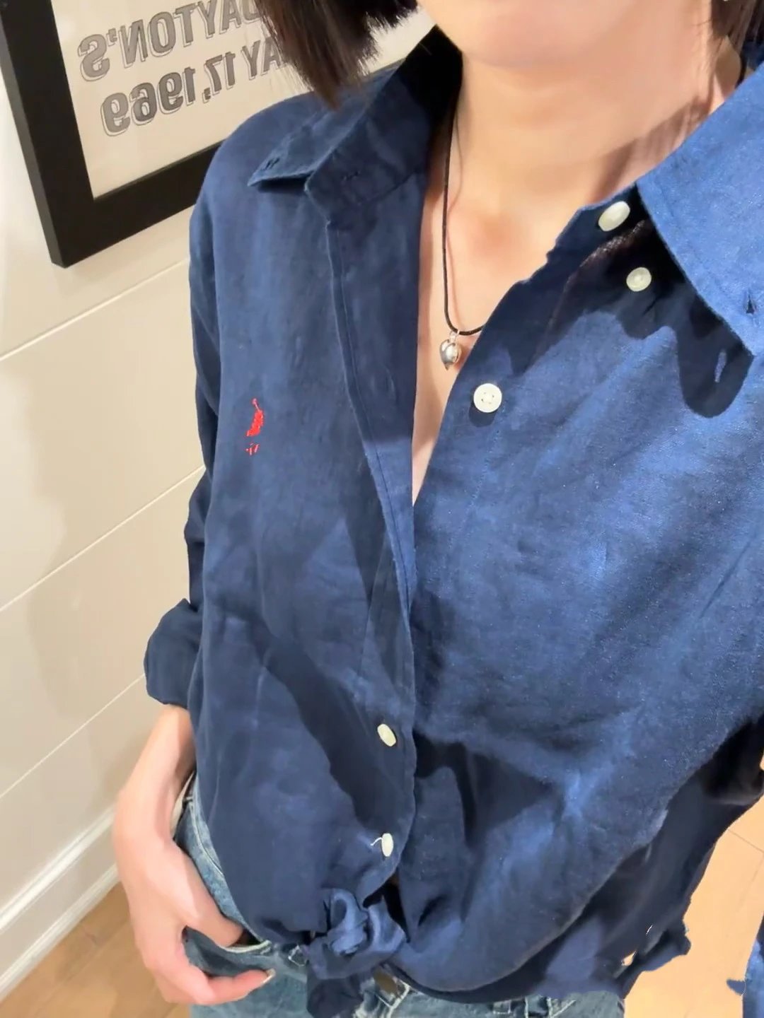Navy blue with red label