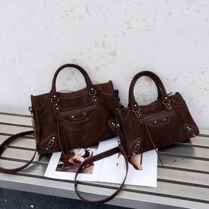 Classic Stud Matte Leather Motorcycle Bag Wome