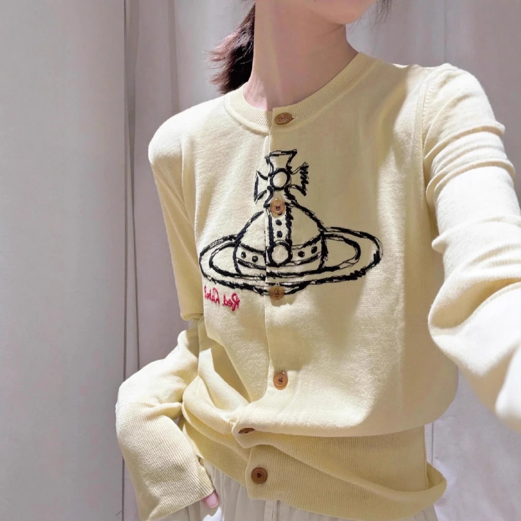 1to1reps Hoodies/Sweaters fashion reps product 现货西太后设计感土星涂鸦刺绣圆领长袖针织