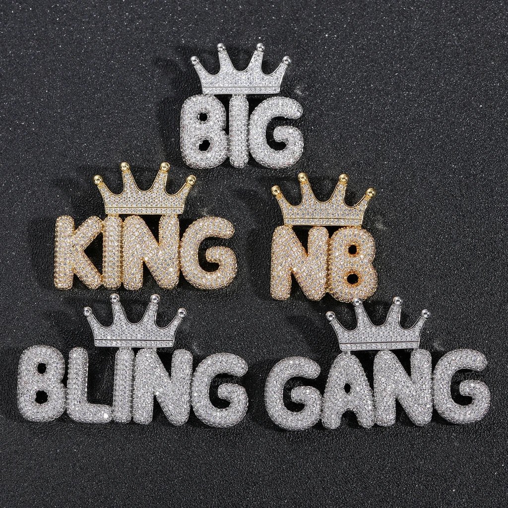HipHop Diamond Crown Letter Necklace
