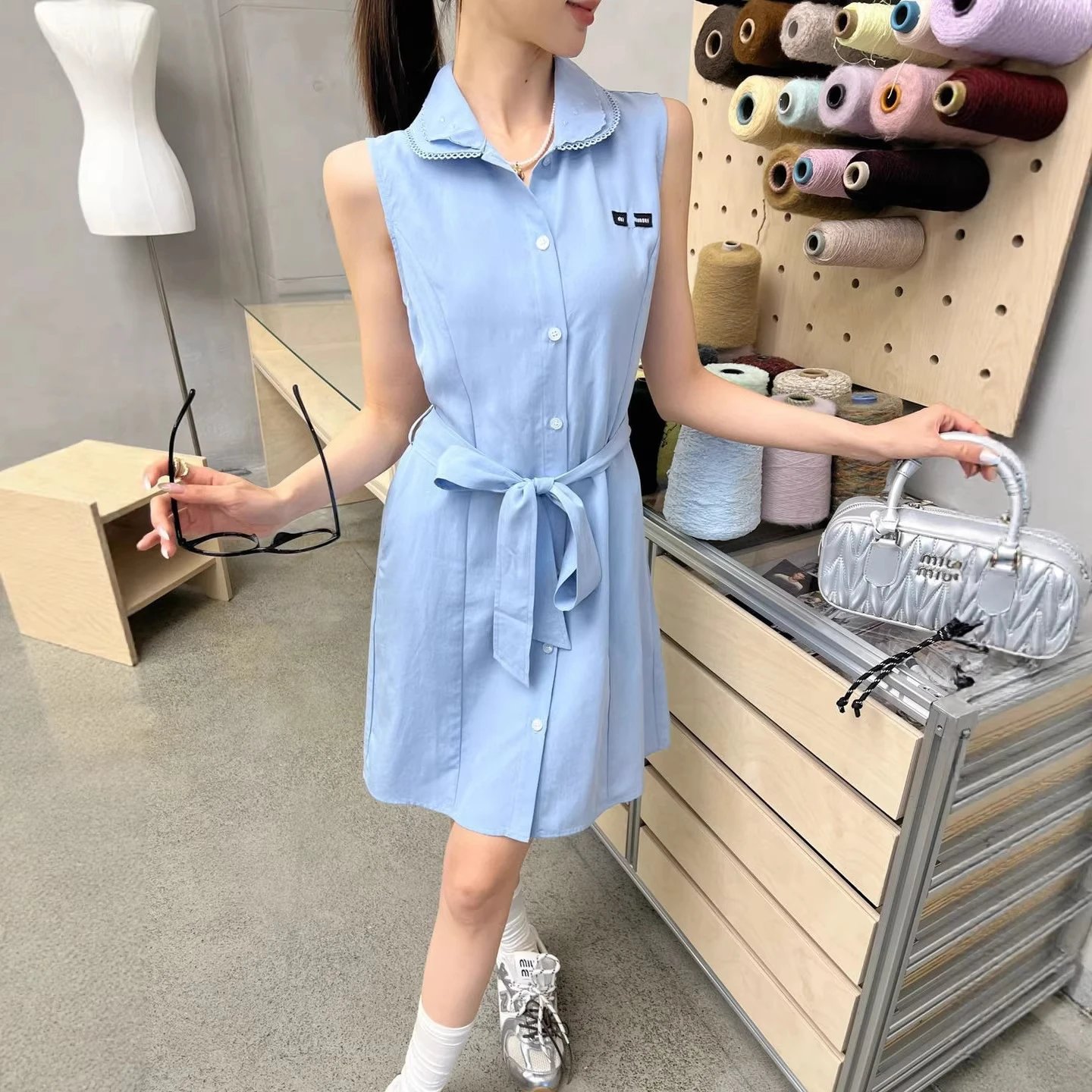 Miu Miu Light Blue Collared Dr