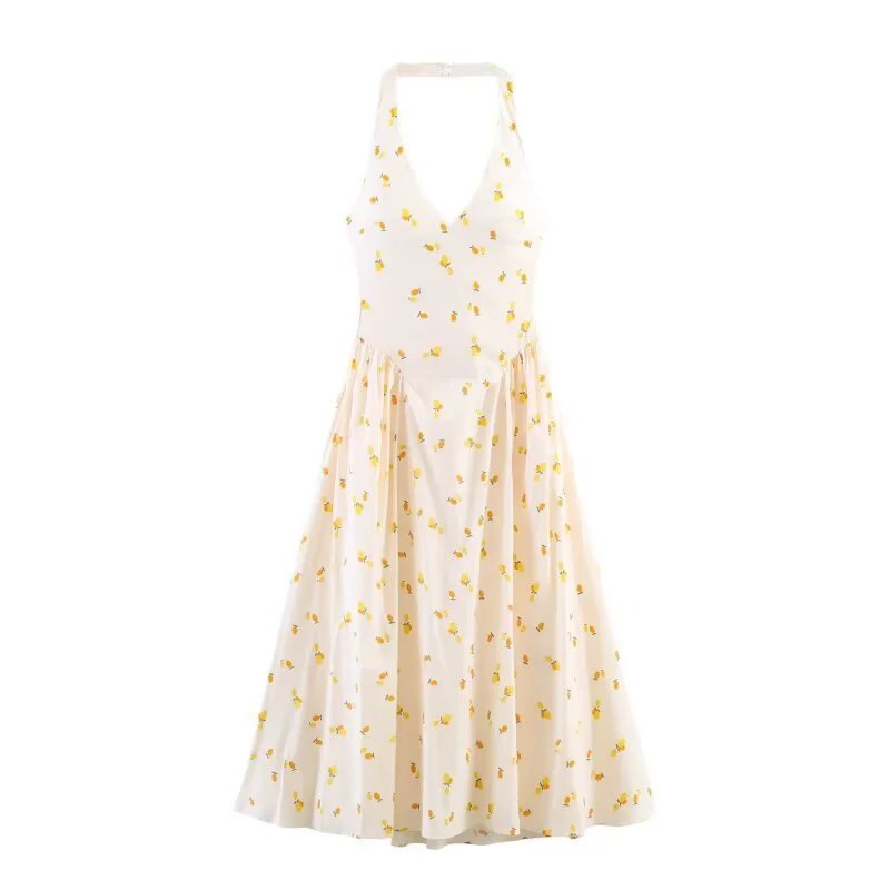 Summer French Style Floral Backless Dress