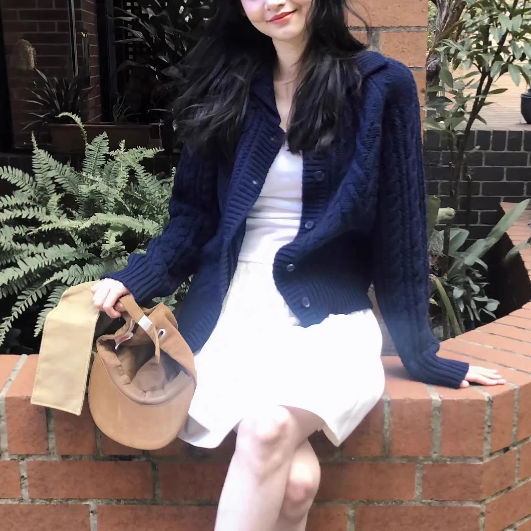 H&M Navy Cable Knit Cardigan